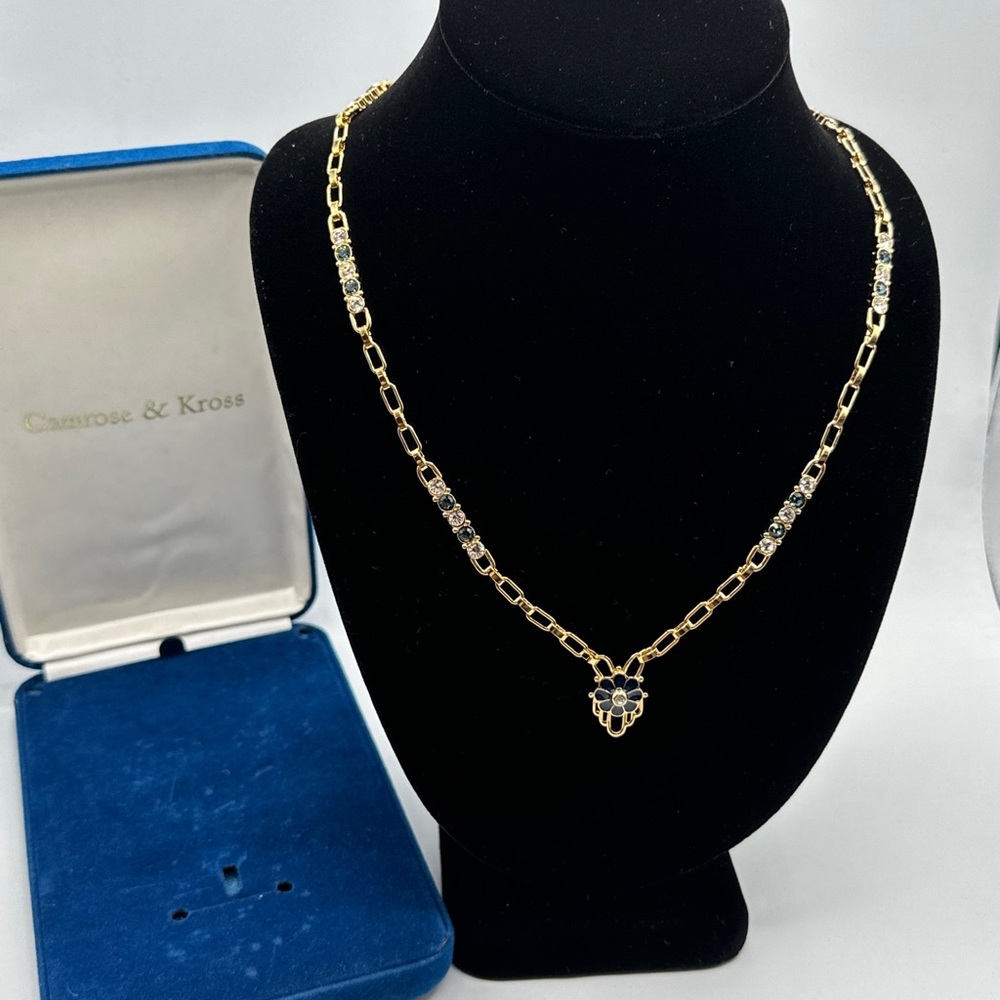 CAMROSE & KROSS JACKIE KENNEDY BLUE‎ ENAMEL EXTNDBL NECKLACE #470